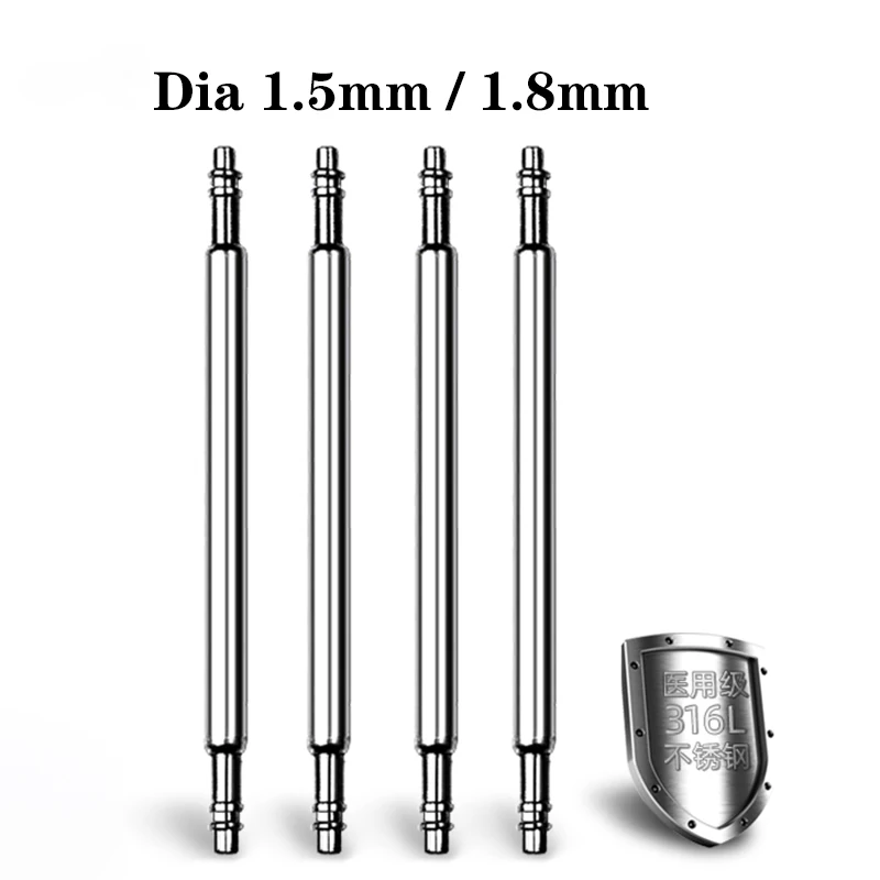Bộ 50 Thanh Lò Xo Đường Kính 1.5Mm/1.8Mm Dây Đồng Hồ Liên Kết Chân Phù Hợp Với Chiều Rộng 16Mm-28mm Dây Đồng Hồ Dây Đeo Thép Không Gỉ 316 Liên Kết