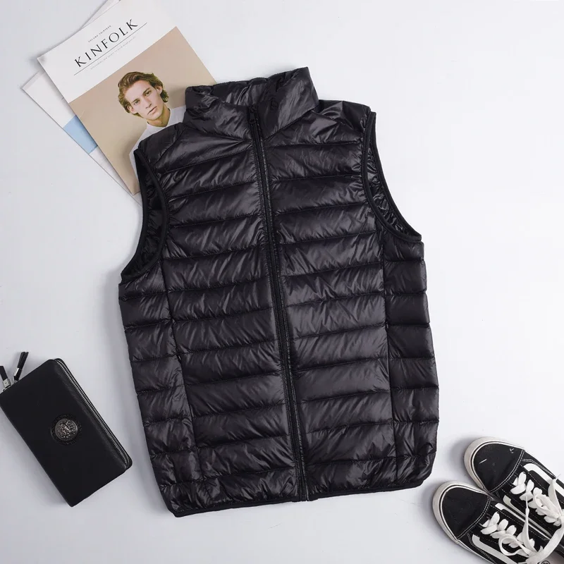 Herbst Winter Männer Ente Unten Weste 2024 Mantel Ultraleicht Ärmellose Puffer Weste Jacke Ultra Dünne Leichte Daunen Jacke Weste