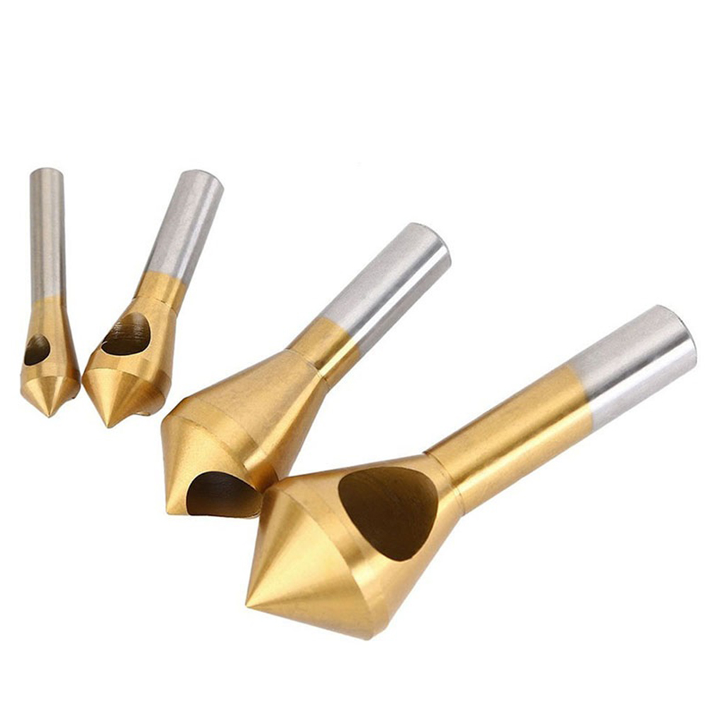 1pc Titanium-Plated Coated Countersink Drill Bit Deburring Drill Taper Hole Cutter Countersunk Head Chamfering Tools 2-20