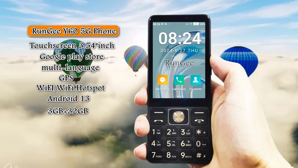 Смартфон Rungee Y60/M8 Zello 5G Google Play с сенсорным экраном Android 13 GPS WiFi 3 ГБ ОЗУ 32 ГБ ПЗУ 3000 мАч Аккумулятор PTT Телефон