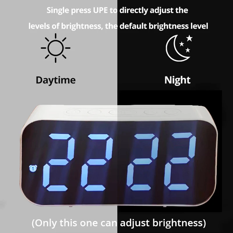 Reloj de mesa con espejo LED, alarma Digital, repetición, visualización de hora, relojes de mesa electrónicos de escritorio, reloj de escritorio