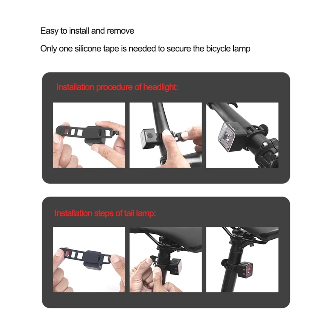 WIND&MOON 120 Lumen IP66 Waterproof Light Sets Headlight and Tail Light Sets for 5 Gear Mode Brake Lamp,WT06+WT06S F