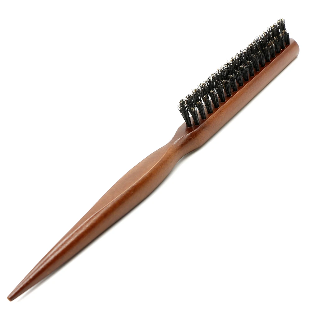 Natuurlijke Varkenshaar Haar Pluizige Kam Houten Handvat Haarborstel Anti-statische Kapper Haar Kam Hoofdhuid Massage Kapper Styling tool
