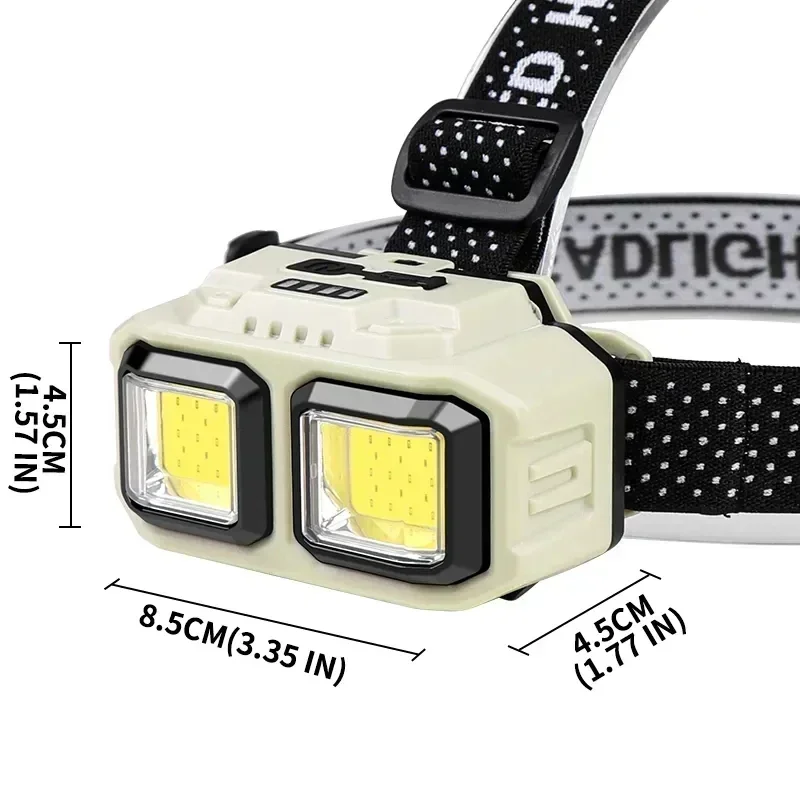 Potente linterna frontal LED de inducción, 4 modos de iluminación, linterna frontal de carga tipo C, impermeable para exteriores, para acampar y pescar