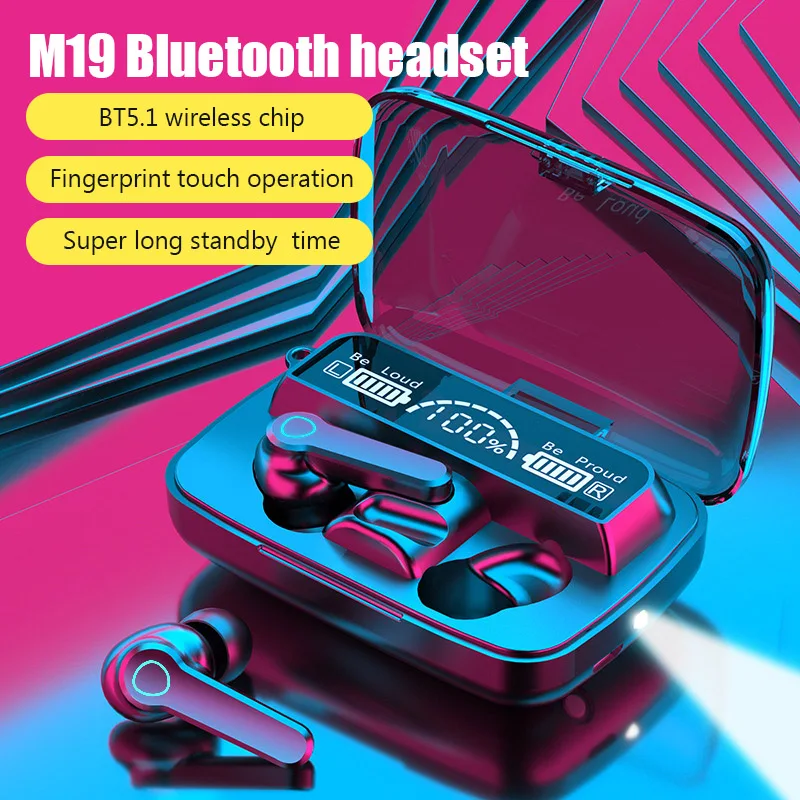 M19 Bezprzewodowy zestaw słuchawkowy Bluetooth 5.3 Słuchawki Bluetooth IPX5 Wodoodporne zestawy słuchawkowe z mikrofonem Stereofoniczne słuchawki douszne HiFi dla wszystkich telefonów