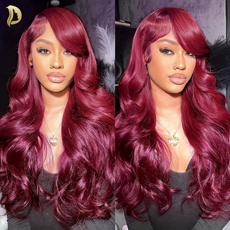 바디 웨이브 99j 부르고뉴 13x6 hd 레이스 정면 인간의 머리 가발 hd 레이스 가발 13x6 인간의 머리 컬러 인간의 머리 가발 13x4 레이스 가발