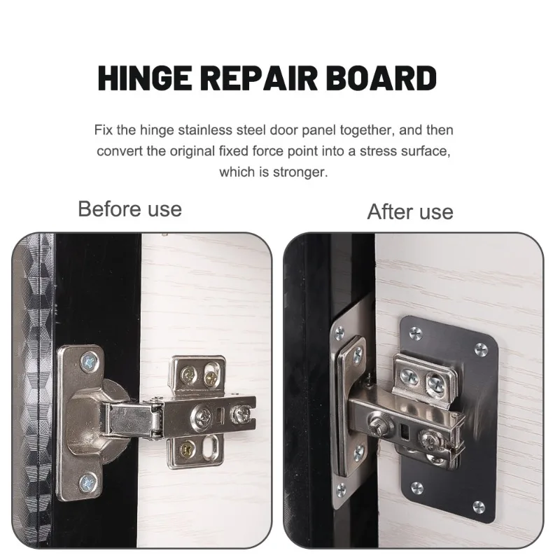 20/2PCS Stainless Steel Hinge Fixing Plate Kit Cabinet Door Hinge Repair Plate Bracket with Mounting Screw for Kitchen Furniture