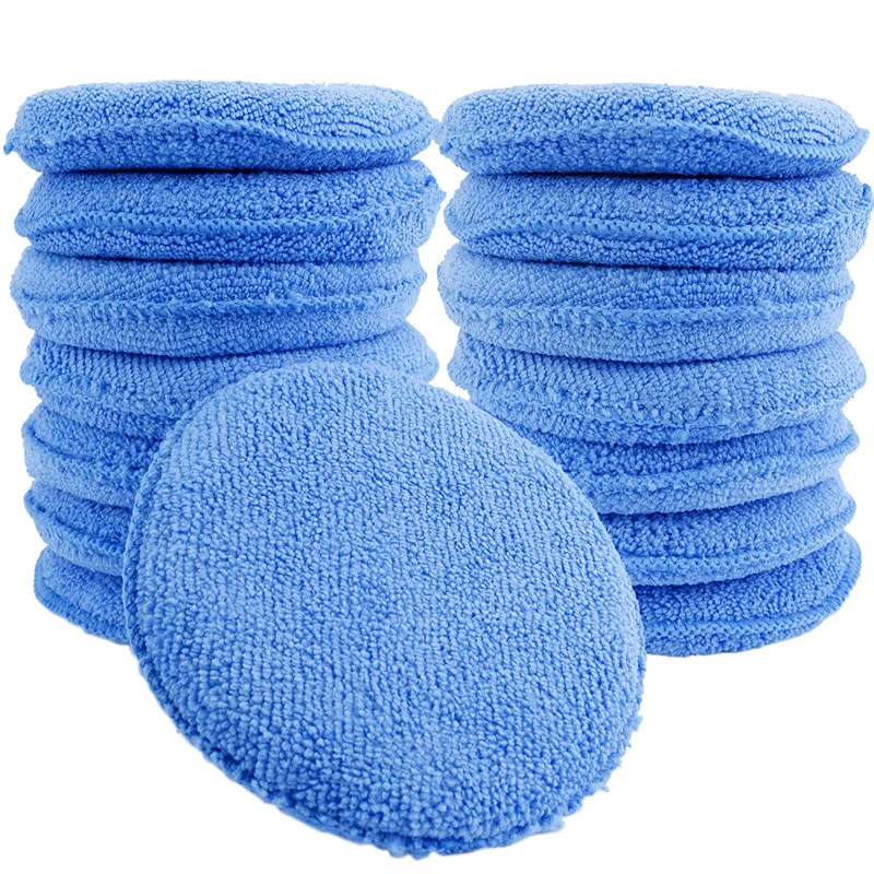 รถขัดฟองน้ําแว็กซ์ Pad 5 นิ้ว 125 มม.ไมโครไฟเบอร์รอบรถจักรยานยนต์ Auto Wax Applicator ภาษาโปลิชคําโฟมฟองน้ําทําความสะอาดเครื่องมือ