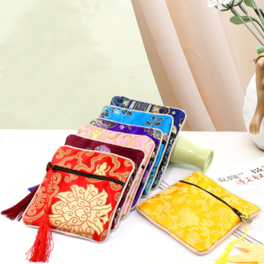 ジュエリー収納バッグ,アクセサリー,刺embroidery,手作り,パッド入り,小さなジッパー,タッセル,サテンポーチ