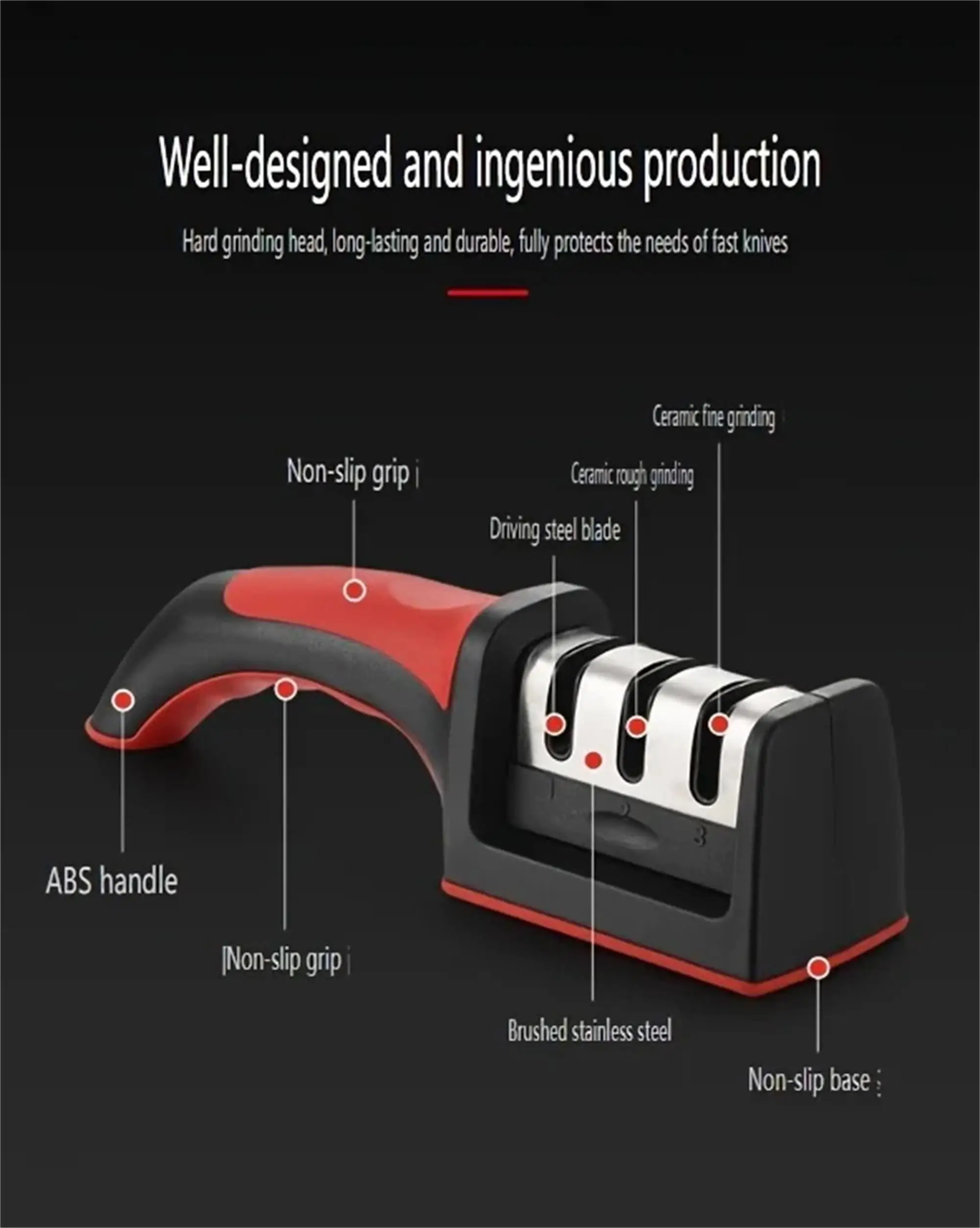 A Multifunctional Handheld Tool Sharpener，with Removable Grinding Head - Durable Plastic，Manual Operation