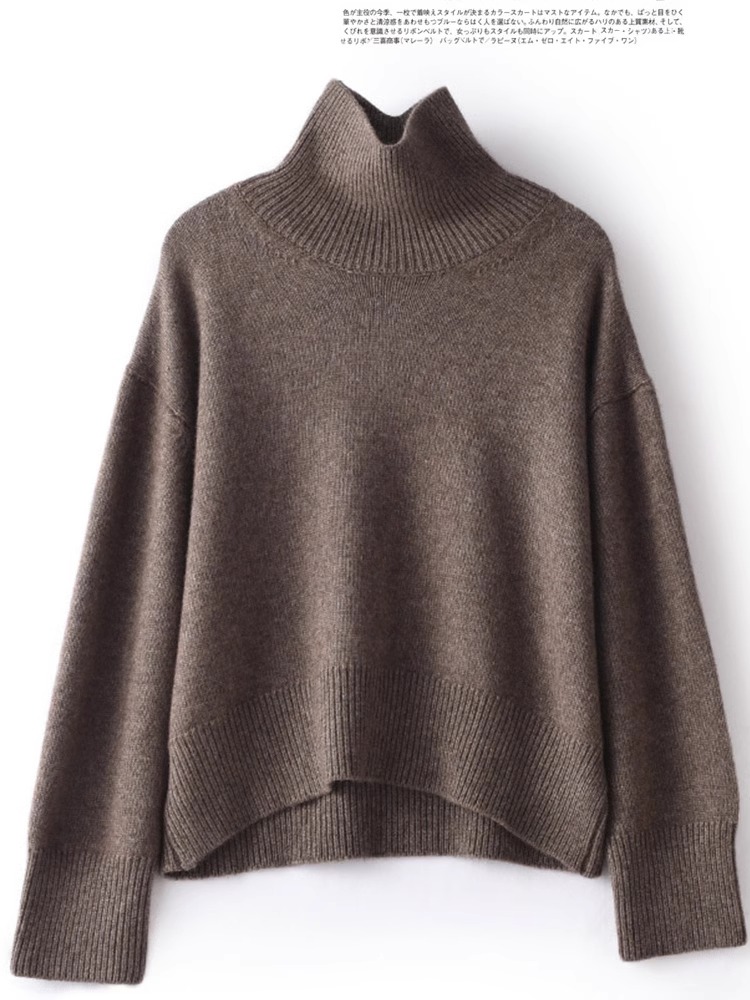 Outono e inverno novo 100% suéter de caxemira pura feminino grosso gola alta pulôver suéter de malha solta