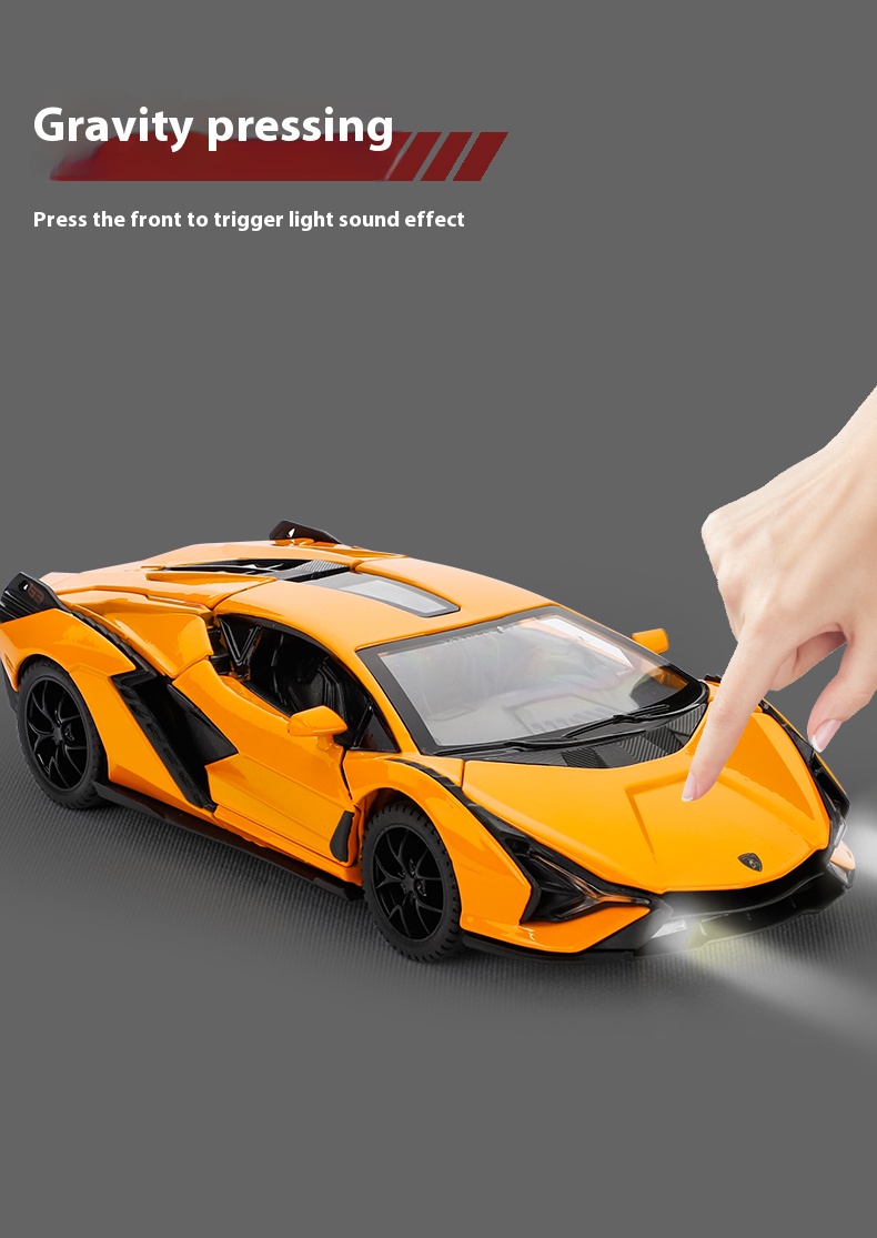 Modelo de liga Lamborghini 1:32 - Som e luz, ação pull-back, presente para crianças e fãs de carros