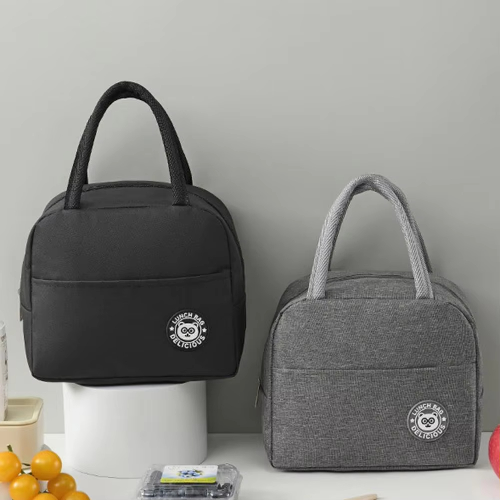 Saco de almoço isolado saco de almoço de pano oxford saco de lancheira isolado com forro de folha de alumínio à prova de vazamento zíper de boca para deslocamento