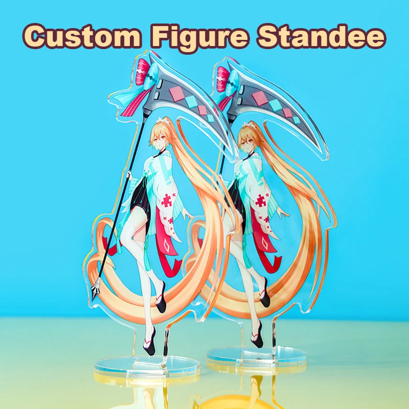 CUSTOM รูป Standee อะคริลิคใสการ์ตูน Charm เกมอะนิเมะออกแบบส่วนบุคคลโต๊ะตกแต่งชุดพวงกุญแจของขวัญสําหรับพัดลม