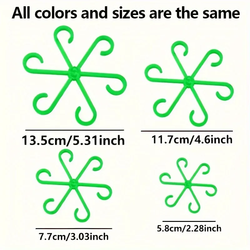 4 Plastic Plant Support Clips, Transparent Green Vine Climbing Frame, Adjustable Plant Stem Clips for Fixing and Upright Growth