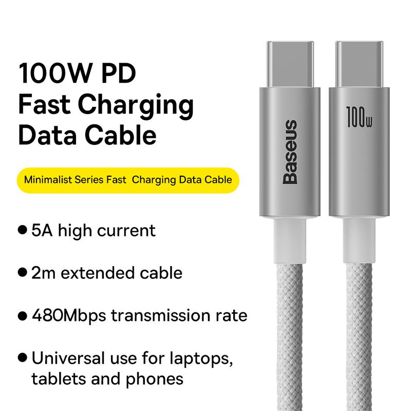 Baseus 100 W USB-C-Kabel für MacBook iPad, Schnellladekabel für iPhone 15 Plus Pro Max Typ C für Xiaomi Samsung