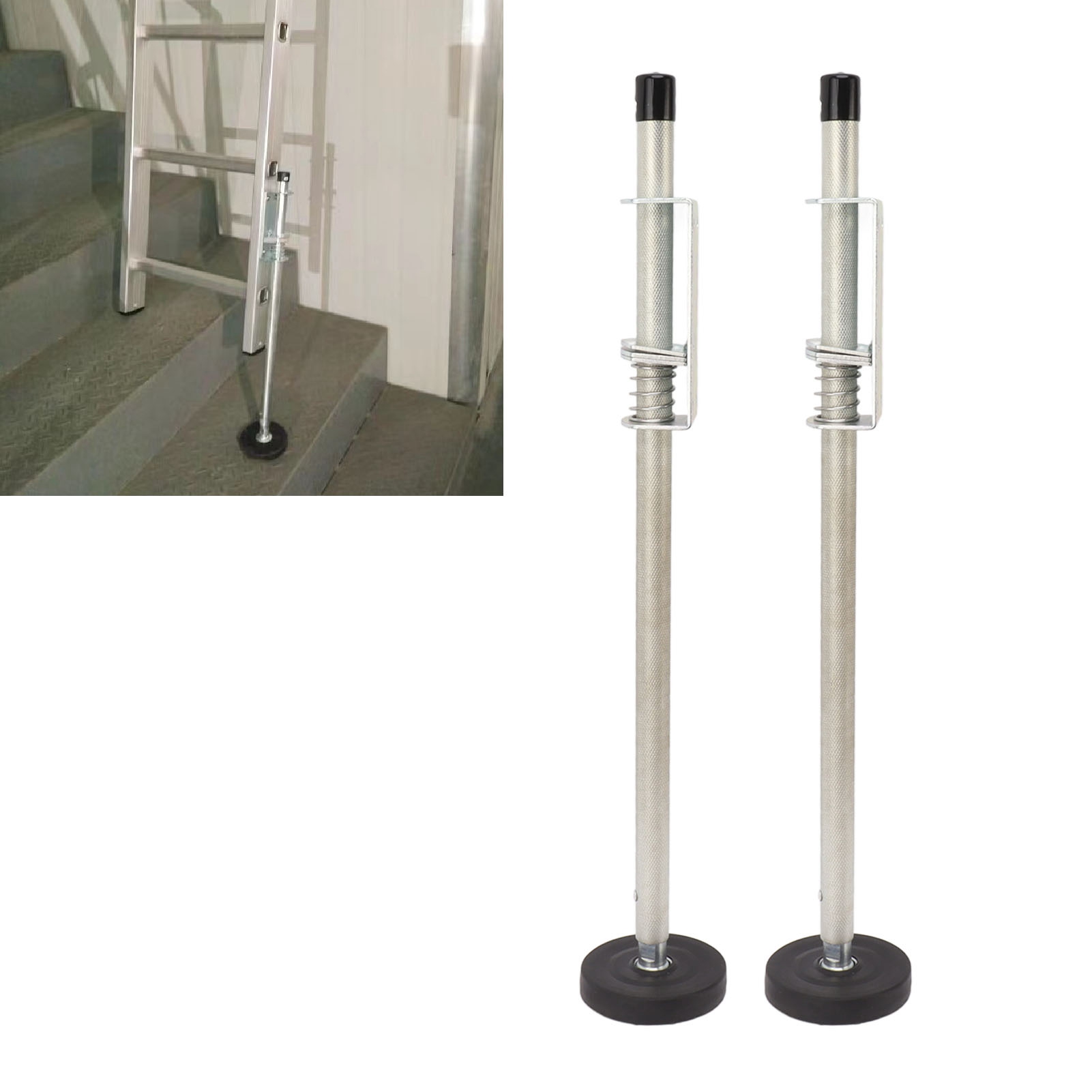 Nivelador de escalera ajustable, pies niveladores de escalera de 60cm para plataforma estable y nivel de tierra, 2 uds.