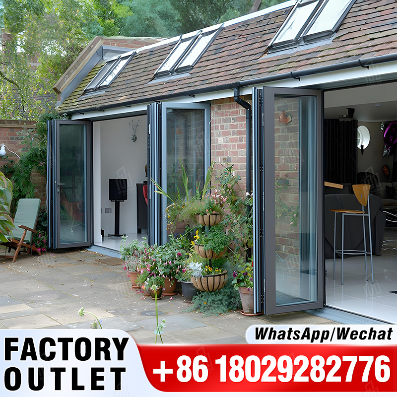 Puertas plegables de doble vidrio para dormitorio, puertas plegables de vidrio As2047, puerta Interior Exterior de aluminio templado, resistente al agua ODICK