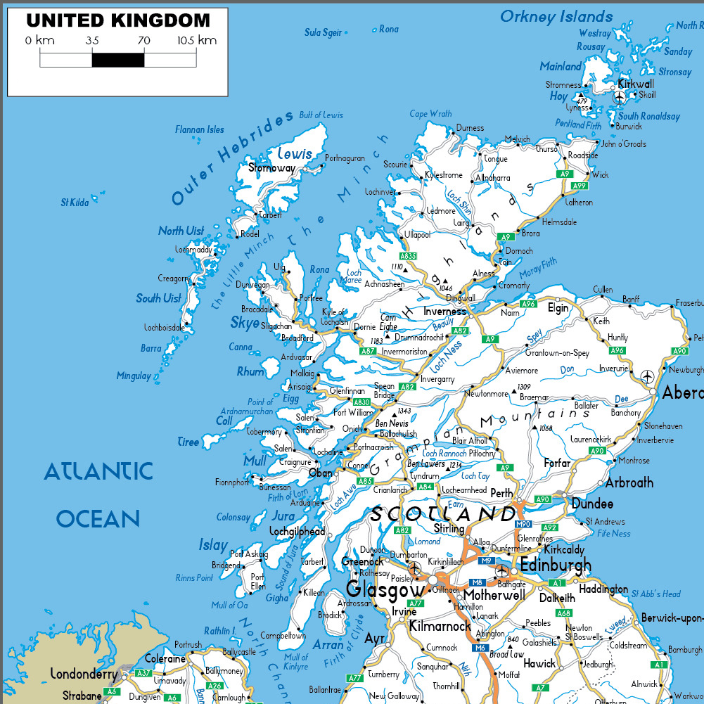 O mapa do reino unido em inglês administrativo/geográfico/mapa de estrada arte de parede pôster pintura material escolar