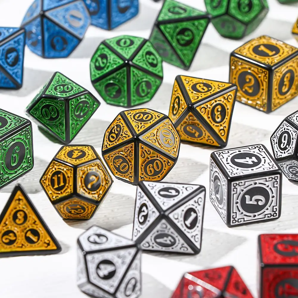テクスチャパターンの多面体サイコロセット,ボードゲーム,rpgアクセサリ,d4,d6,d8,d10,d %,d12,d20,7個