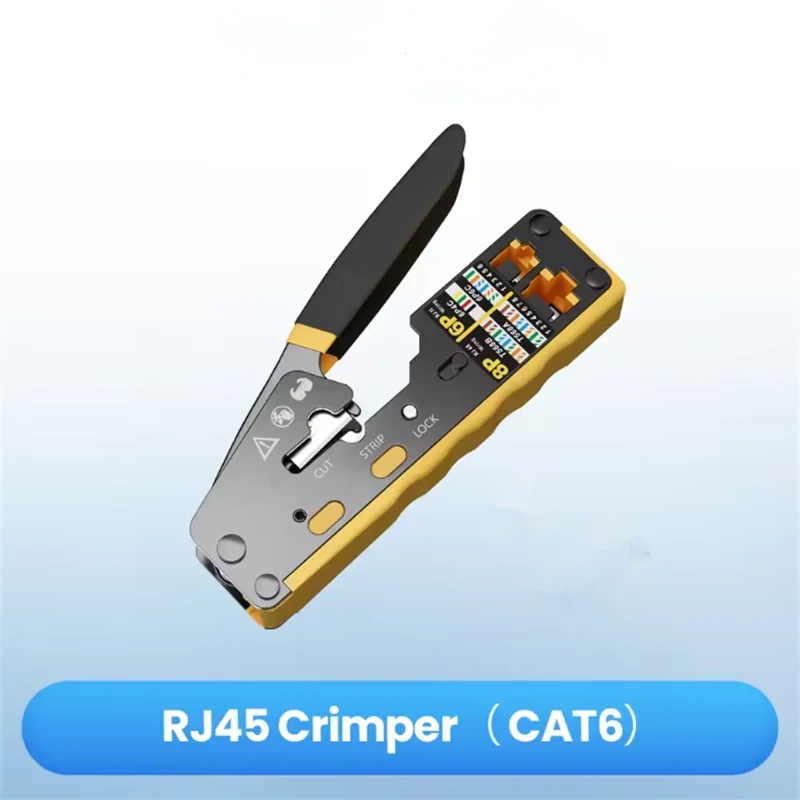Kit di strumenti di crimpatura RJ45 dritto, crimpatrice Ethernet integrata Cat7 Cat6 Cat5 crimpatrice per cavo dati modulare a cricchetto