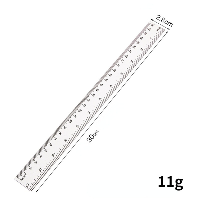 Righello in plastica trasparente da 15/20/30 cm, colore blu, stile semplice, strumento portatile carino per cancelleria per studenti, scuola e ufficio