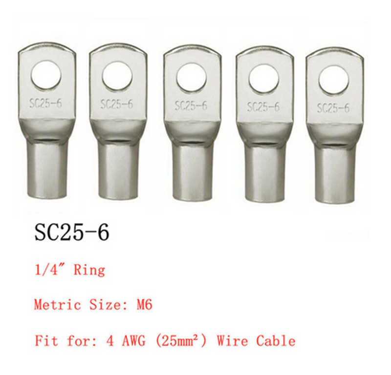 20 Stuks 4-25Mm Assortiment Vertinde Koperen Lugs Ring Crimp Terminals Batterij Draad Laskabel Connectoren Kit