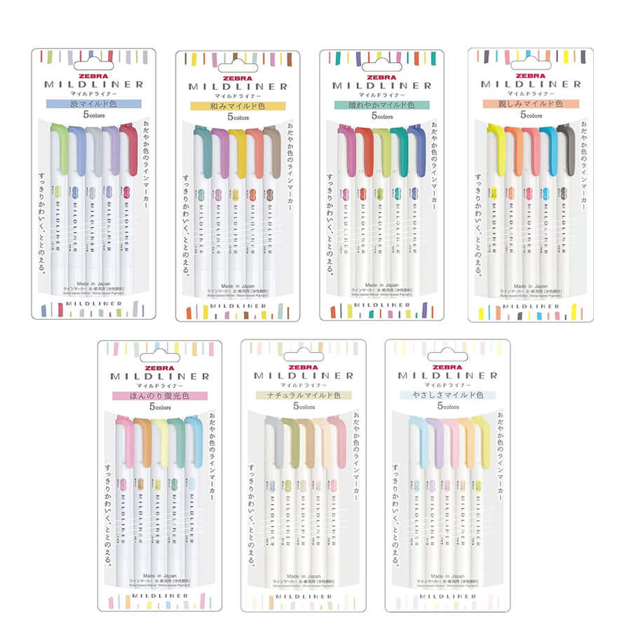Resaltador Zebra Mildliner Pastel, juego completo de rotuladores de 5/25/35 colores, proveedor de papelería artística de doble punta para dibujar y pintar