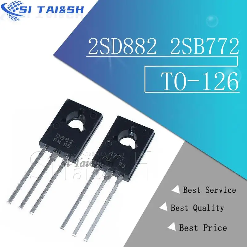 Si Tai & SH 20 個 2SD882 2SB772 TO-126 (10 個 D882 + 10 個 B772) TO126 新しいオリジナルデータシステム
