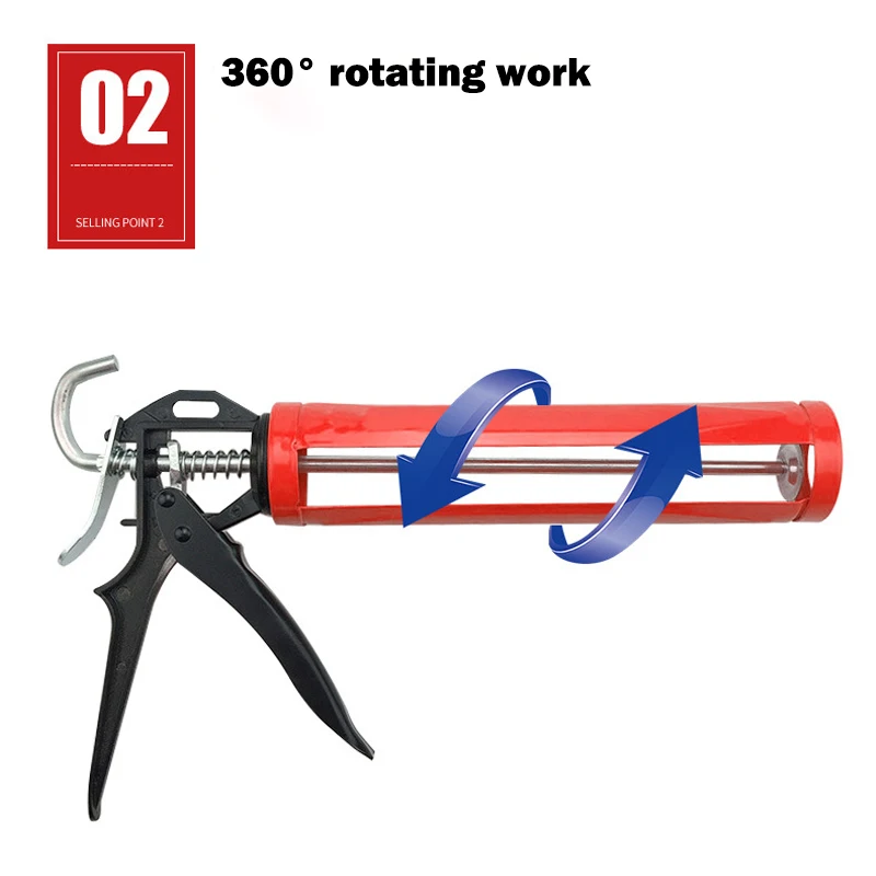 Glass Glue Gun 360° Rotating Multi-function Manual Caulking Guns Glue Seals for Doors and Windows Silicone Filling Hand Tools