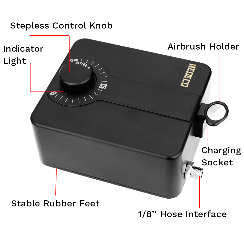 Aerógrafo de dupla ação com 30psi kit de compressor de parada automática pistola de ar para maquiagem pintura de unhas tatuagem corpo bolo carro barbeiro