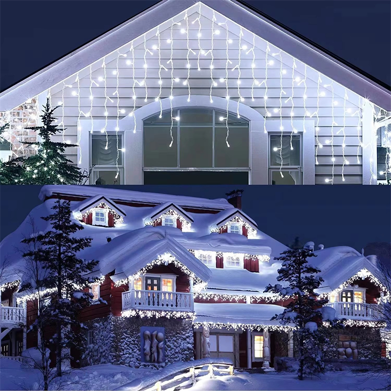 Neue Jahr 2025 4 M * 0,6 M Weihnachten Girlande Led Eiszapfen Vorhang Lichter Außen Fee String Licht Hochzeit party Dekorationen