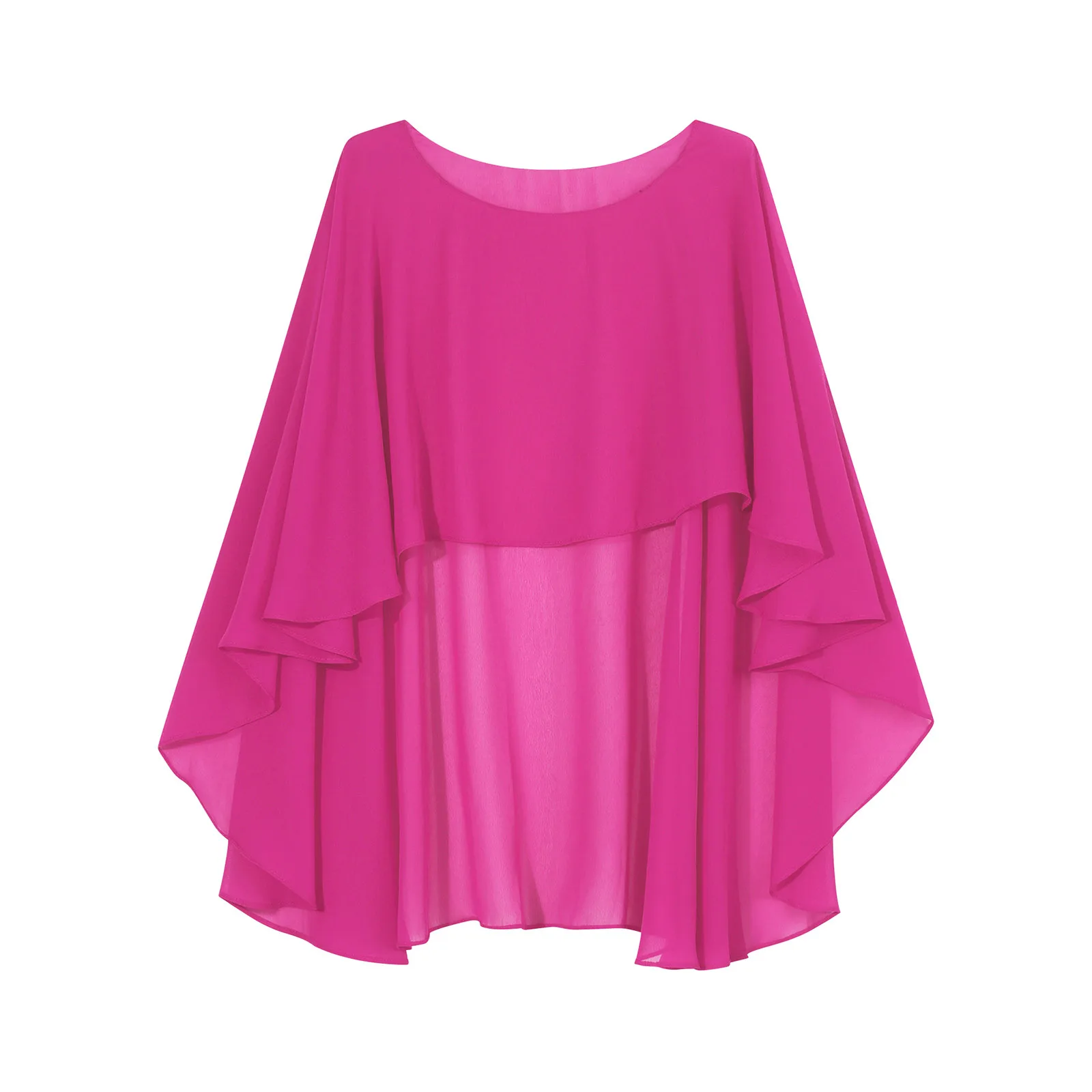 Damen Chiffon Solid Pullover Capes Schal Hi-Low Saum Dünne weiche Achselzucken Ponchos für Hochzeit Braut Brautjungfer Abend Party Kleid