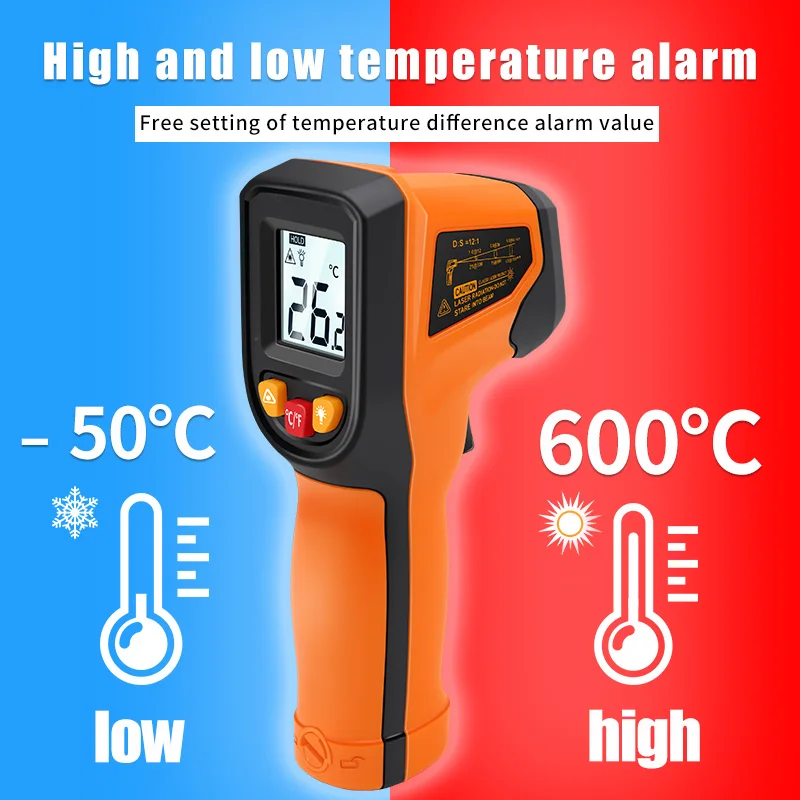 -50~600°C High Precision Digital Infrared Thermometer Laser Temperature Meter Non-contact Pyrometer Gun IR Sensor Termometro