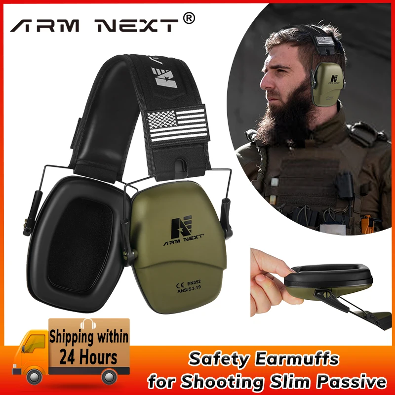 ARM NEXT 射撃用安全イヤーマフ スリムパッシブイヤープロテクション アンチノイズ聴覚プロテクター コンパクト折りたたみ式イヤーディフェンダー