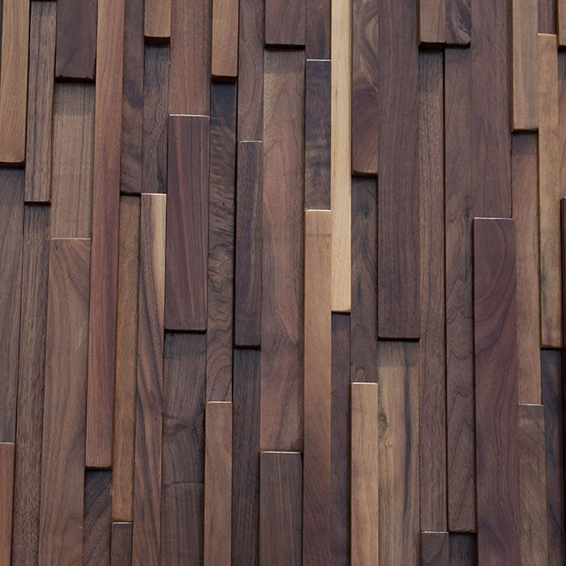 天然の黒いクルミ材の音響パネル,木製モザイクタイル,室内装飾,大型,80x20cm,1箱あたり4個