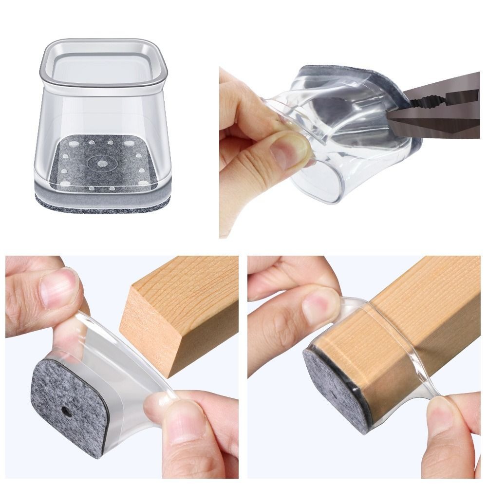 Новые силиконовые чехлы для ножек стула, квадратные утолщенные Чехлы для ножек мебели, снижение уровня шума, защита для дивана и пола