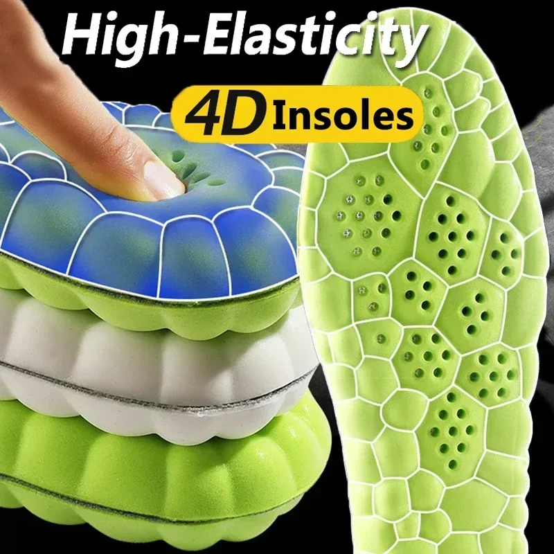 Plantillas para zapatos de masaje 4D, plantilla deportiva de látex súper suave para pies, cesta para correr, suela de zapato, soporte para arco, inserciones ortopédicas Unisex