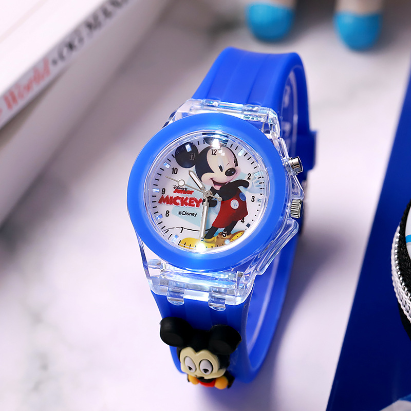 Nova disney mickey crianças relógios meninas pulseira de silicone luminosa 3d dos desenhos animados minnie crianças relógio de quartzo reloj infantil ﻿ ﻿