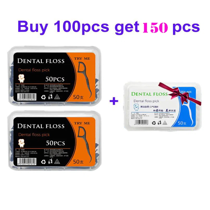 JNSUR dental floss picks bamboo charcoal toothpick teeth cleaning organic dental teeth floss black teeth stick hilo dental