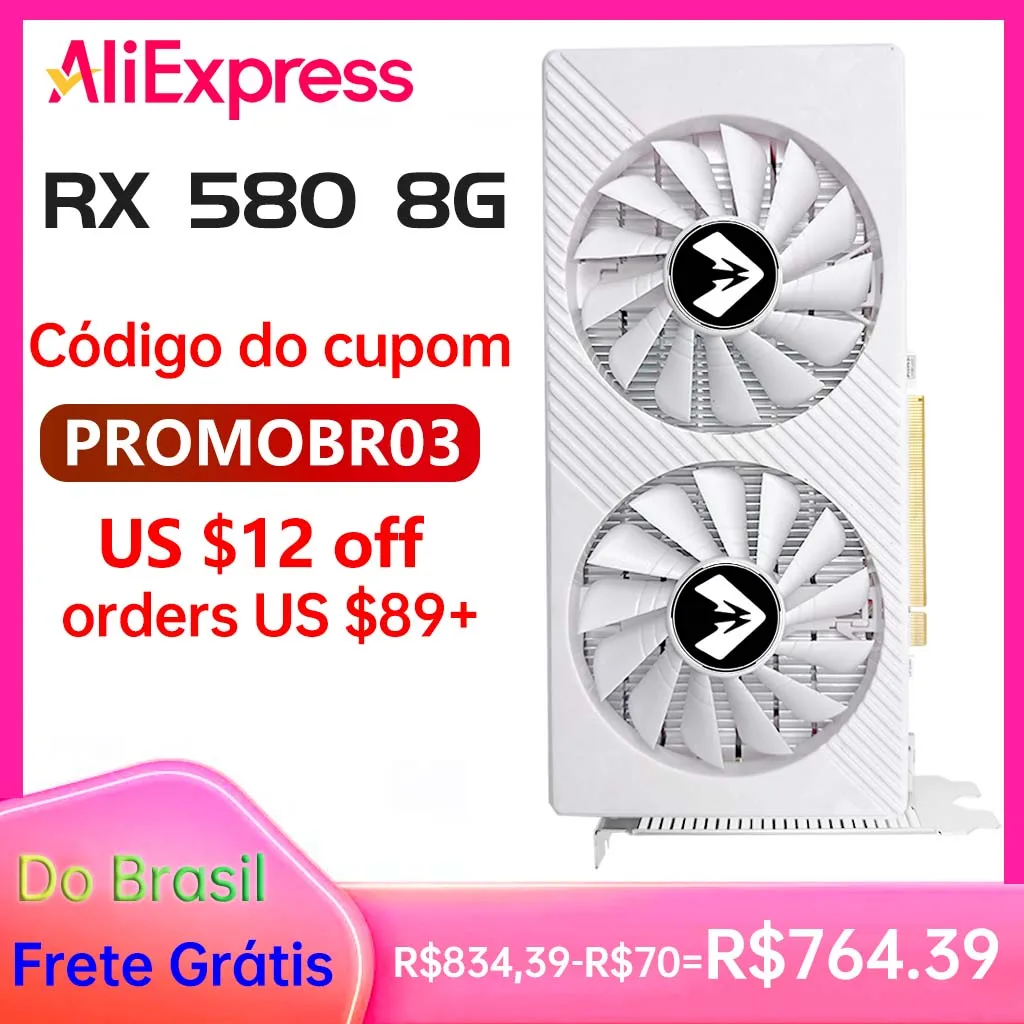 MAXSUN Cartões Gráficos Novo AMD Radeon RX580 2048SP 8G GDDR5 256bit Placa de Vídeo Para Desktop Gaming Componentes de Computador RX 580 GPU
