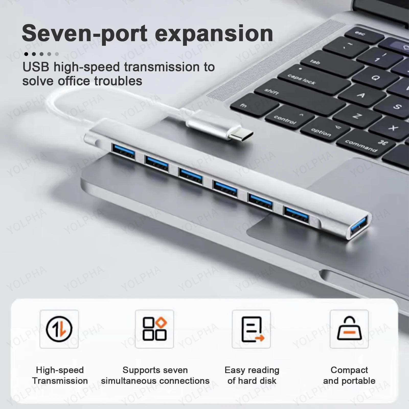 USB 3.0 HUB USB 2.0 HUB USB C HUB Typ C HUB Multi Splitter Szybki 5 Gb/s Do komputera PC Wieloportowy USB A HUB Port 7 portów