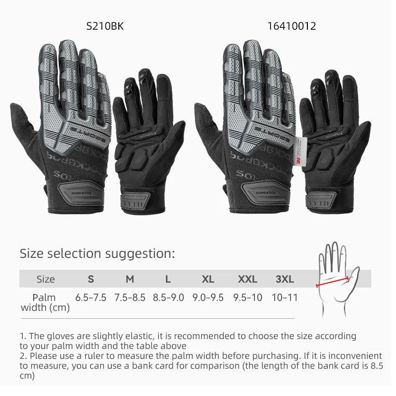 ROCKBROS Guantes de motocicleta de otoño invierno Transpirable SBR 6mm almohadilla engrosada Mantener caliente guantes de invierno Hombres Mujeres Deporte Guantes de ciclismo