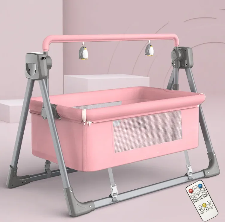 Custom Multi-function Electric Baby Rocking Cradle Bed Easy Foldable Baby Bassinet with Music Mosquito Net Electronic Baby Swing