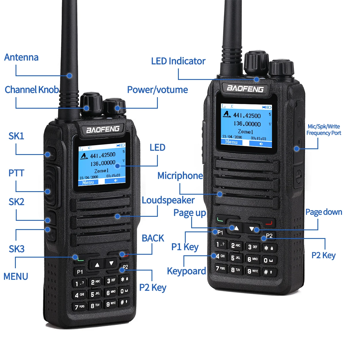 Baofeng DMR DM-1701 Digitalradio Walkie Talkie Dual Mode Analog Open GD77 Dual Time Slot Tier 1+2 Ham Two Way Radio