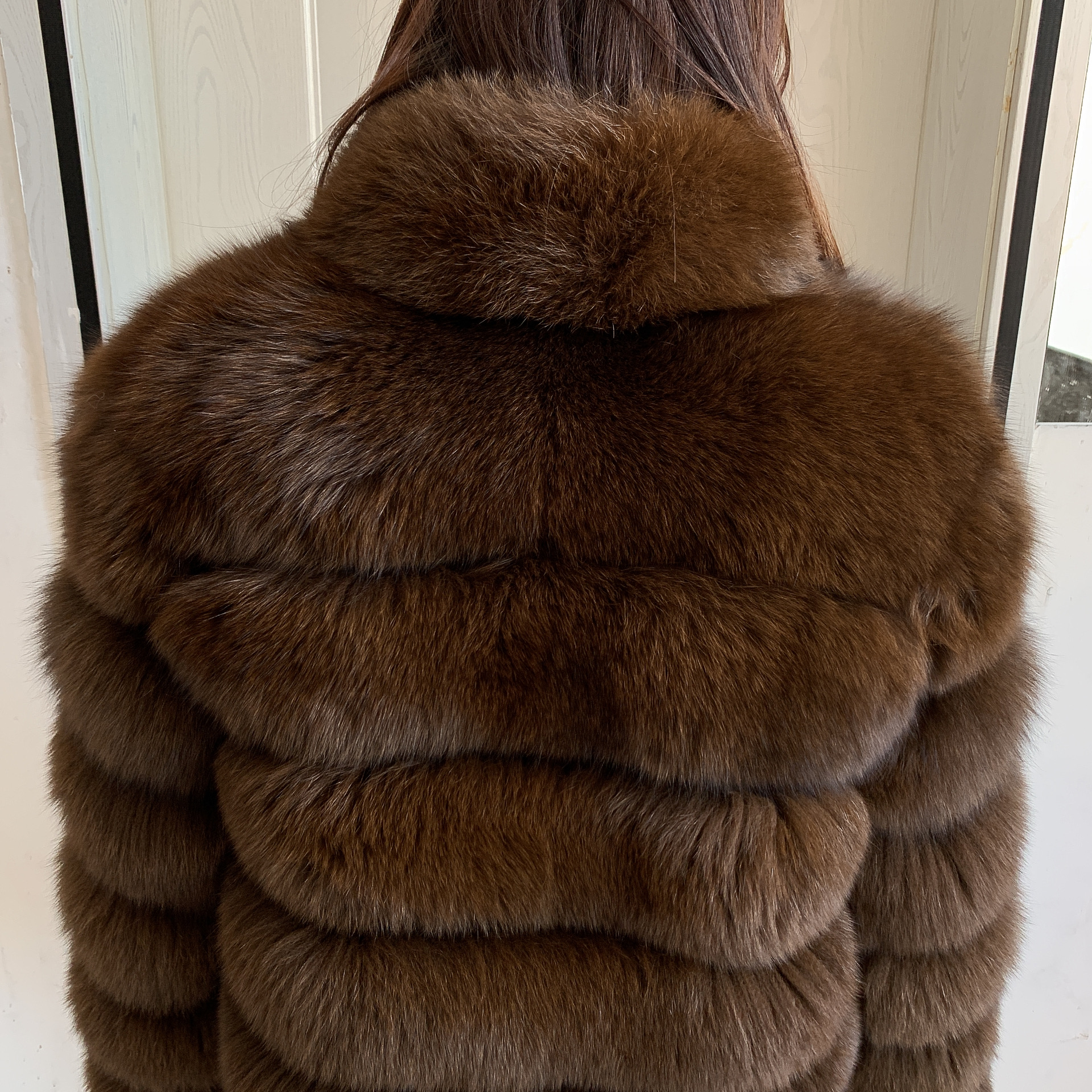 Casaco de pele de raposa real feminino inverno quente jaqueta de pele natural com suporte pescoço design moda feminina casaco de pele de guaxinim