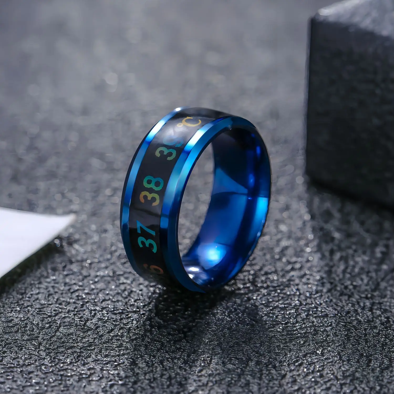 Anello di temperatura Acciaio al titanio Umore Emozione Sensazione Anello sensibile alla temperatura intelligente per donne Uomini Gioielli impermeabili