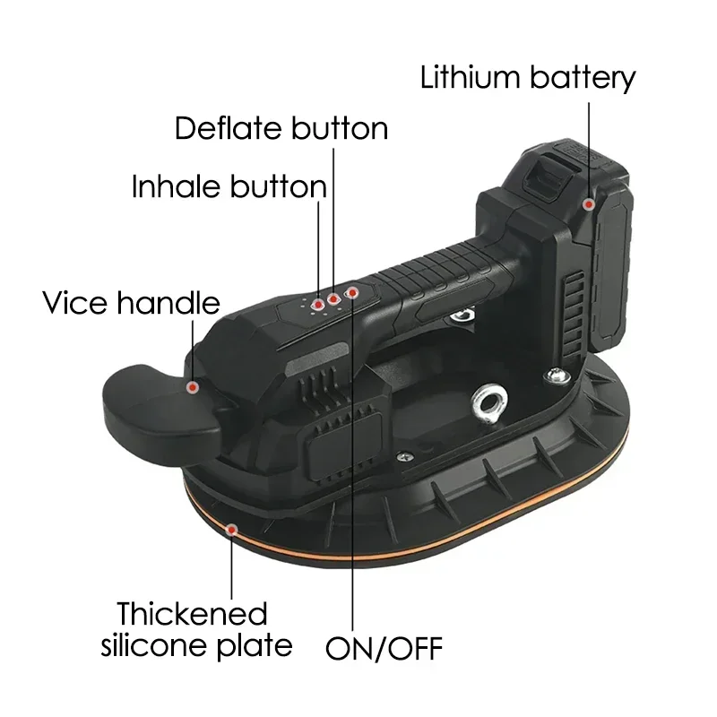마키타 배터리용 전기 진공 흡입 컵, 조정 가능한 진공 흡입기, 화강암 유리 타일 리프터, 핸들링 도구, 4 단 기어, 150kg