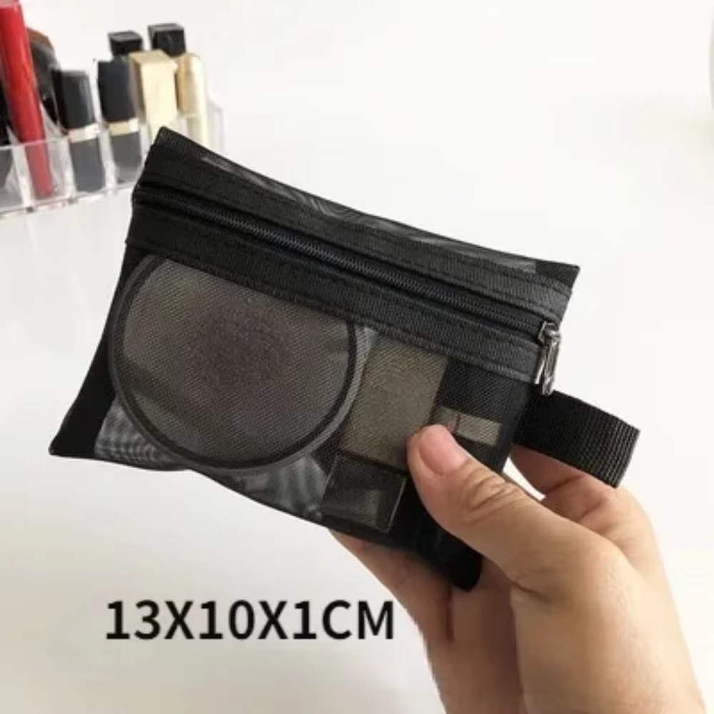 Mesh Kosmetik Tasche Reise Lagerung Make-Up Tasche Organizer Weibliche Make-Up Tasche Tragbare Kleine Große Kulturbeutel Schönheit Fall