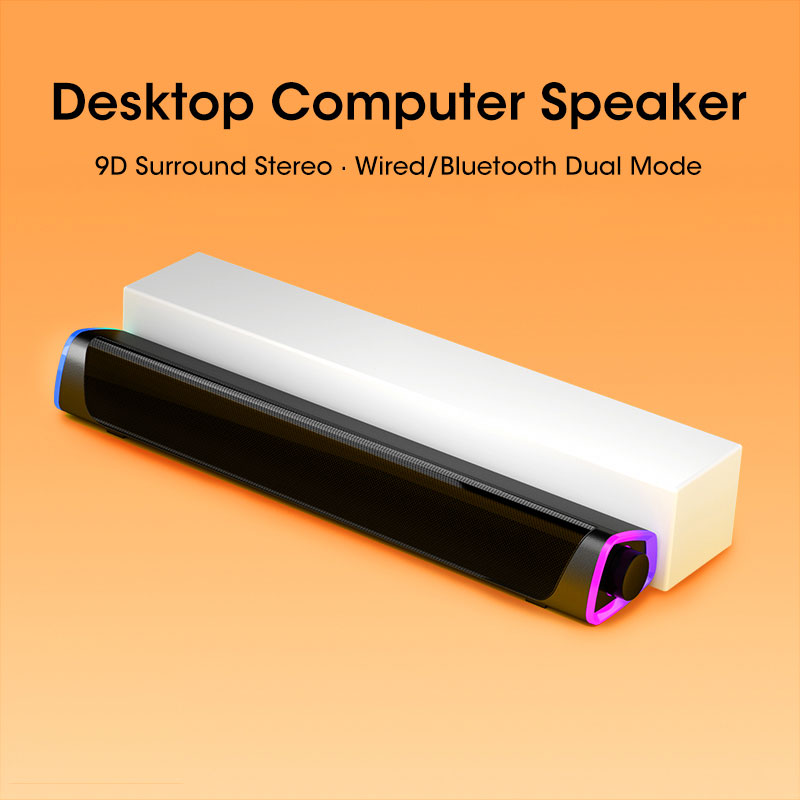 4D Computer Speaker Bar, Som Estéreo, Subwoofer, Bluetooth, Macbook Laptop, Notebook, PC, Altifalante com Fio, Leitor de Música
